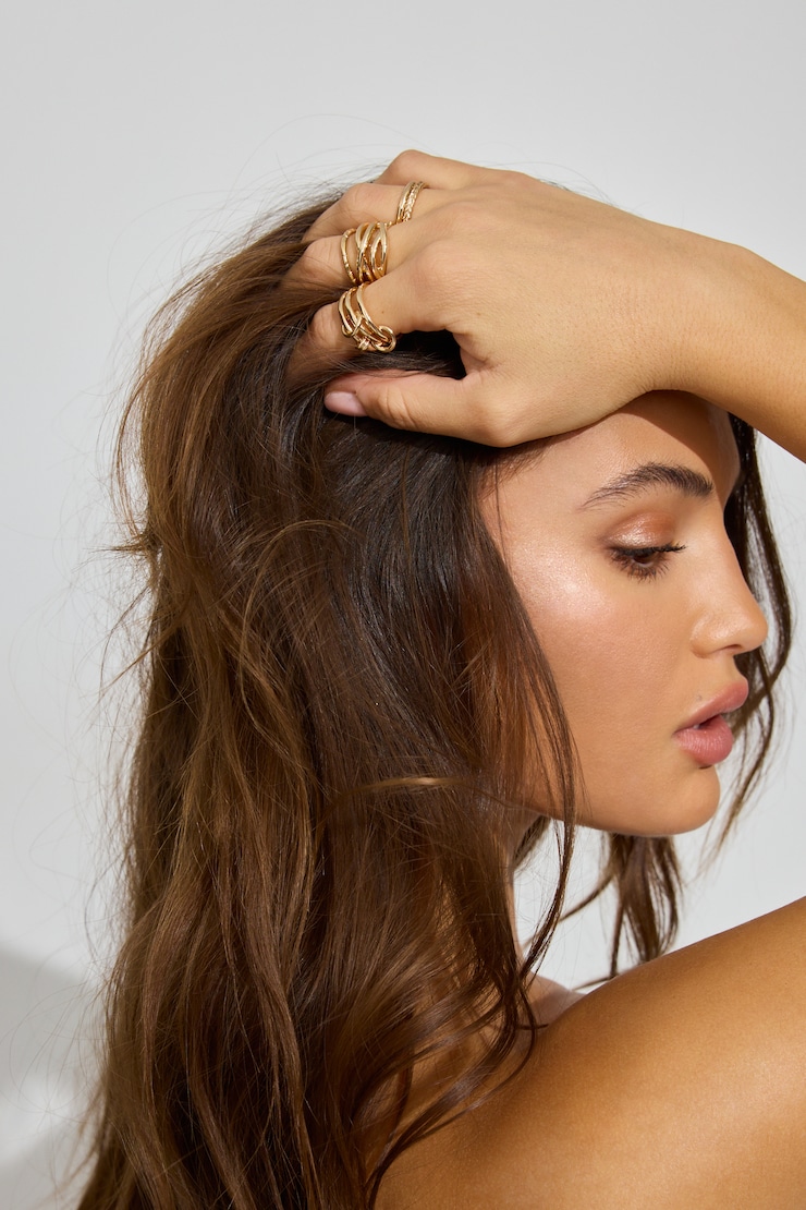 Set of 7 Modern Rings Yellow