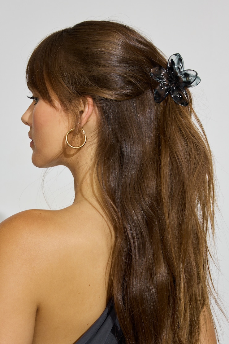 Flower Hair Claw Gray